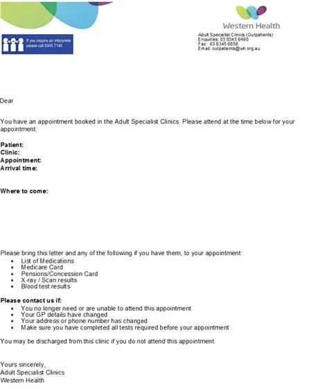 Clinic letter example